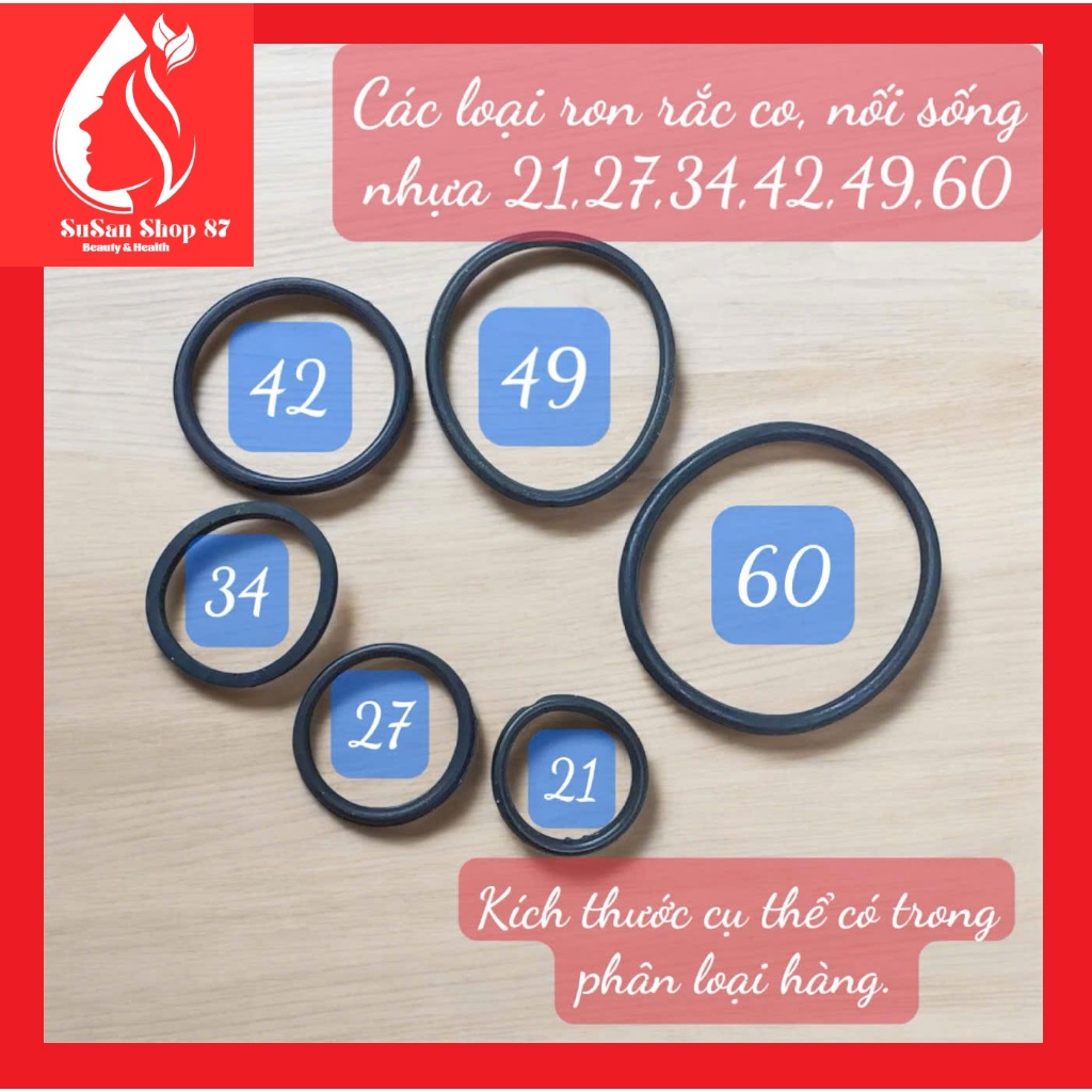 [Bịch 10 cái]  Ron rắc co, ron nối sống nhựa PVC size 21,27,34,42,49,60 Hiệu Mặt Trời
