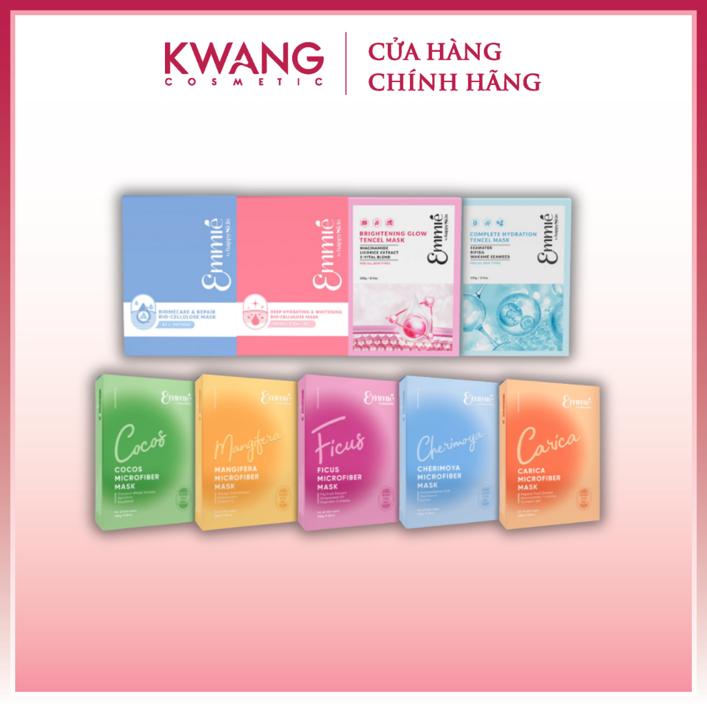 [Đủ Loại] Hộp 10 Miếng Mặt Nạ Emmié By Happy Skin Và Bio Cellulose Tencel Microfiber Dưỡng Ẩm Da