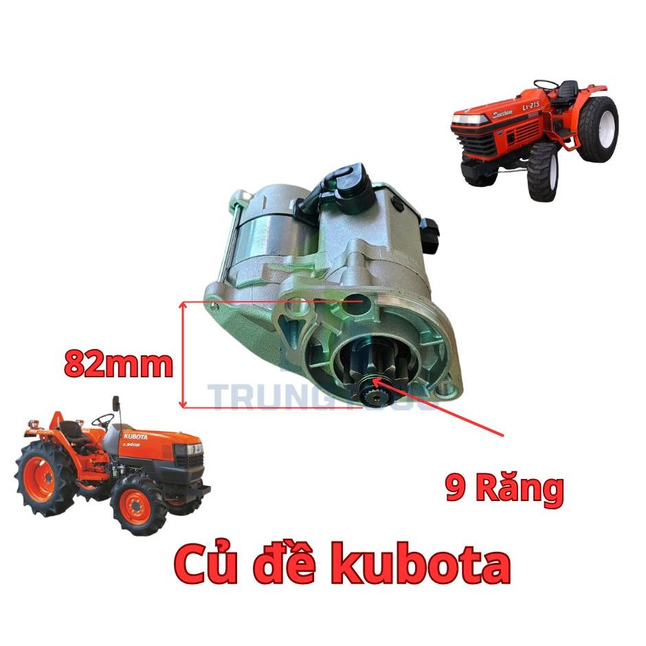 Củ đề kubota 12v 9 răng cổ gờ 82mm lắp cho kubota L3408 4508 4708 5018 Dc 60 70