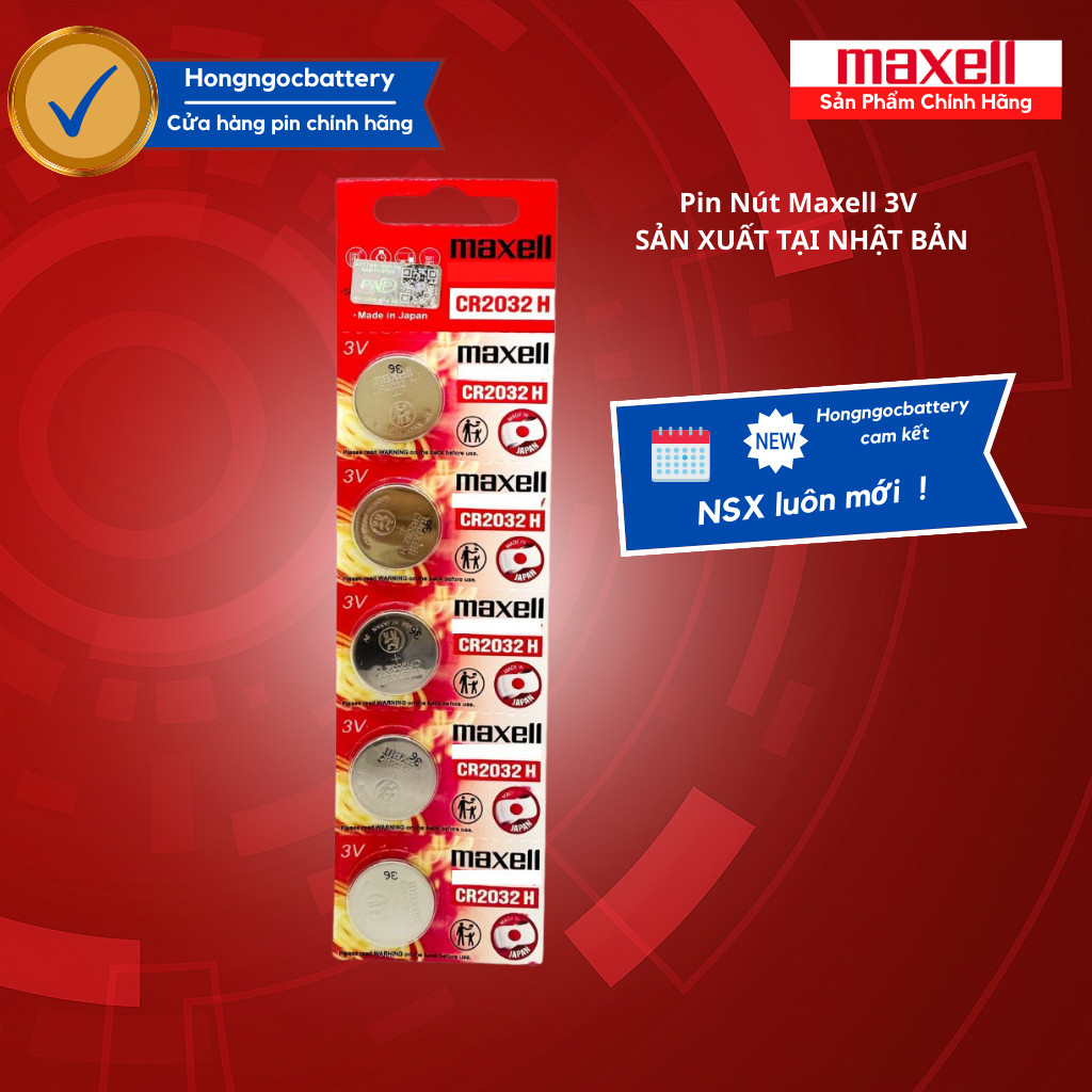 Vỉ 5 Viên Pin MAXELL CR2032 / CR2025 / CR2016 / CR1632 / CR1620 / CR1616 / CR1220 Siêu Bền 3V Pin Sm