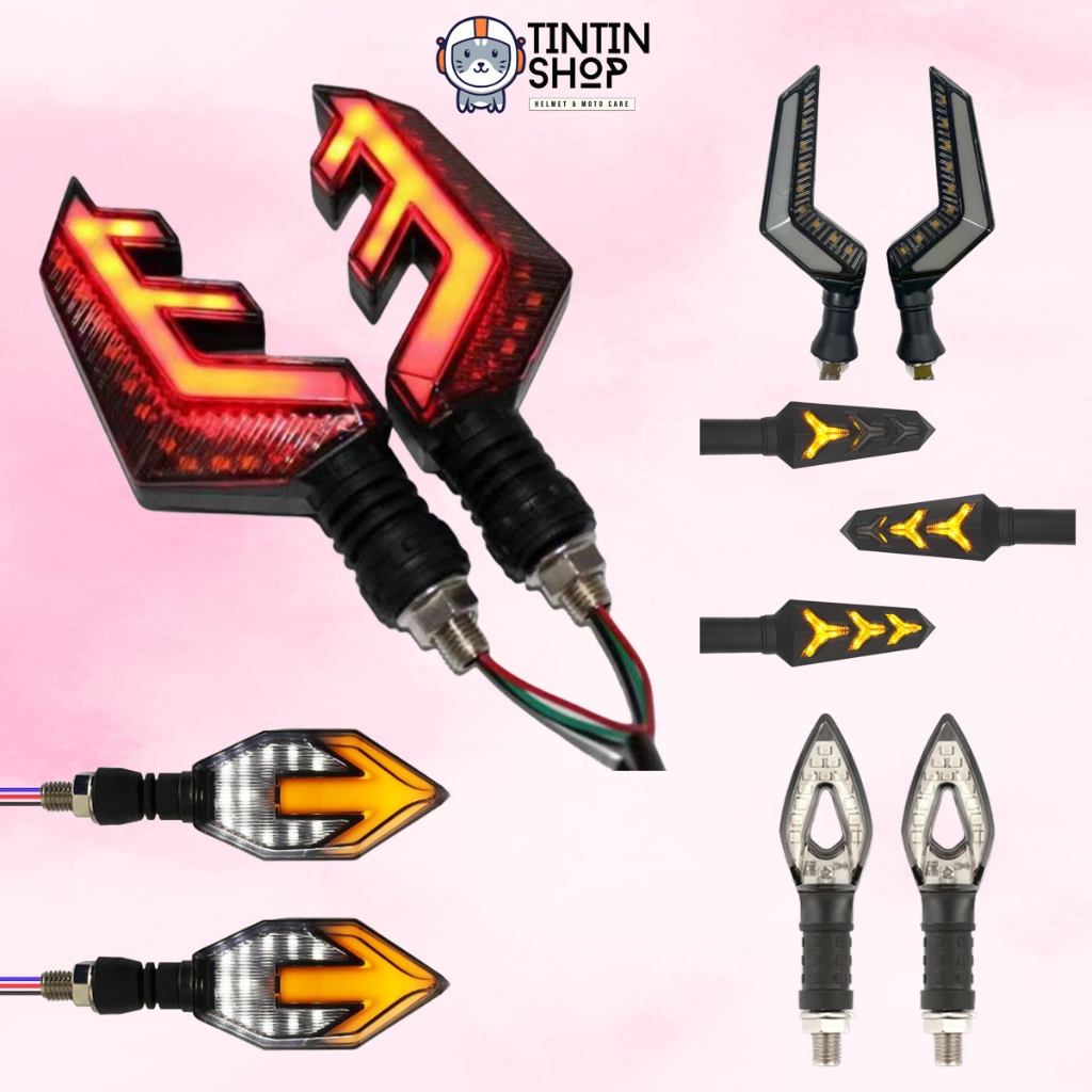 Cặp Đèn Xi Nhan LED Xe Máy, Có Chạy Rượt Đuổi - 5 Mẫu Nhiều Màu Đẹp (1 Cặp)