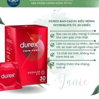 HSD 2029 [Có che tên]  Bao Cao Su Durex Thin Feel Fetherlite hàng ÚC 30 chiếc