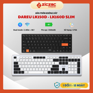 Bàn phím không dây DareU LK150D LK160D mỏng nhẹ gõ êm 2 chế độ kết nối Bluetooth + 2.4Ghz Wireless - BH 24th chính hãng