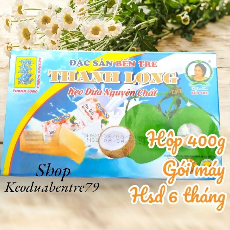 Kẹo dừa hiệu Thanh Long nguyên chất ( béo nước cốt, hộp 400g )