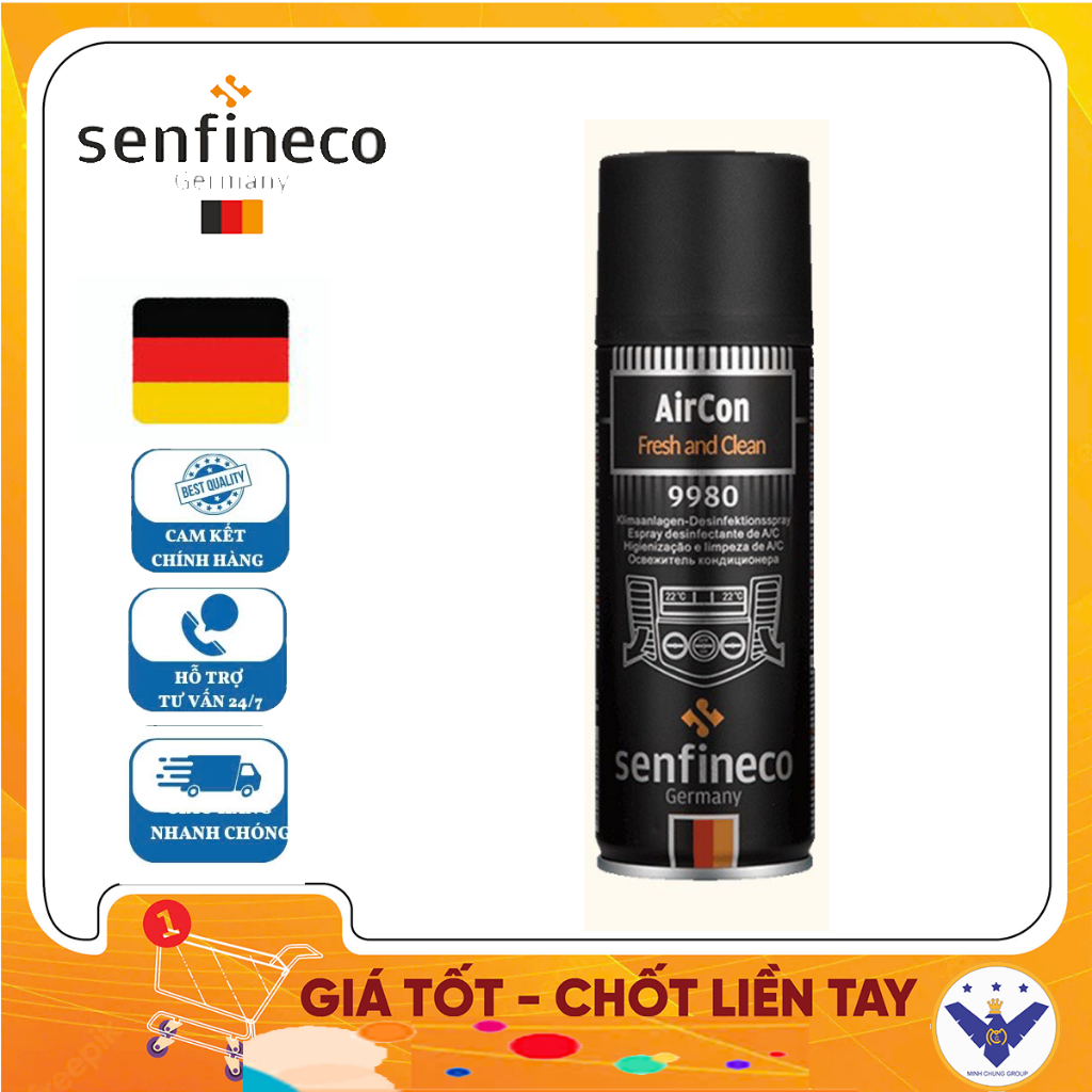 Xịt Khử Khuẩn Khử Mùi Điều Hòa Ô Tô Senfineco 9980 - 200ml