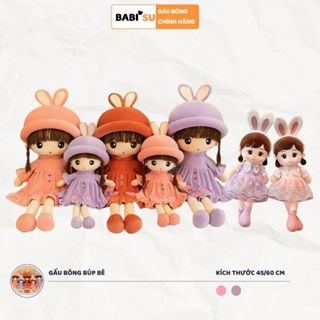  Gấu bông búp bê bé gái tai thỏ đáng yêu búp bê nhồi bông tóc dài mặc trang phục cao cấp làm quà tặng cho bé gái 
