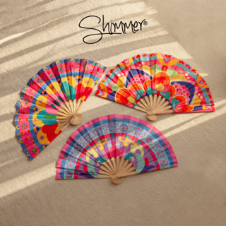QUẠT VẢI SHIMMER CẦM TAY - QUẠT THIẾT KẾ - HOẠ TIẾT TRUYỀN THỐNG VIỆT NAM - 22 cm