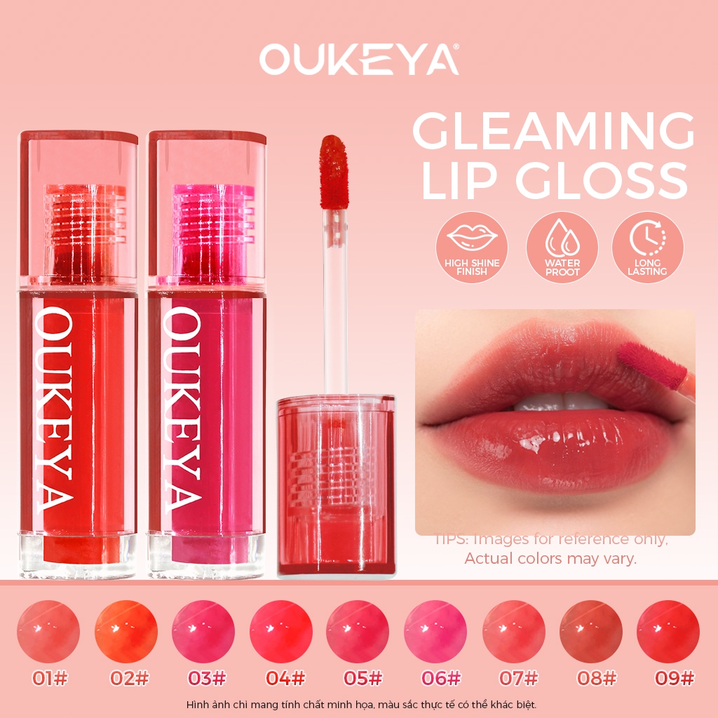 OUKEYA Son Môi Gloss Tint, Chất Son Bóng Bền Màu, Cung Cấp Độ Ẩm, Màu Sắc Trẻ Trung Tươi Tắn son  mi
