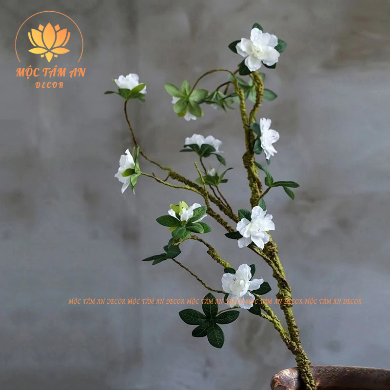 Hoa Đỗ Quyên Trang Trí Decor Nhà Cửa,Phật Giáo Mẫu Cành Đơn Và Cành Kép Nhiều Hoa - Mộc Tâm An Decor