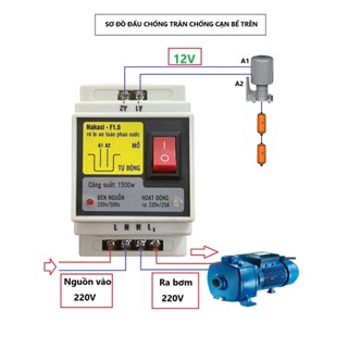Rơ le an toàn phao nước, Rơ le an toàn cho phao điện máy bơm nước - Bộ chuyển nguồn phao 8Vdc Nakasi W-safe