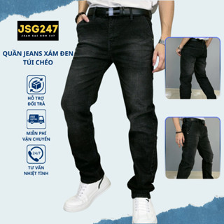 Quần Jean Nam Túi Chéo Màu Xám Đen – Thiết Kế Đột Phá, Dẫn Đầu Xu Hướng Hot Trend 2025 - Form Chuẩn, Chất Co Giãn