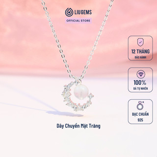 Dây Chuyền Bạc Nữ 925 Liugems Charm Mặt Trăng Mix Đá Tự Nhiên Ngọt Ngào Dễ Thương Thanh Lịch DC31