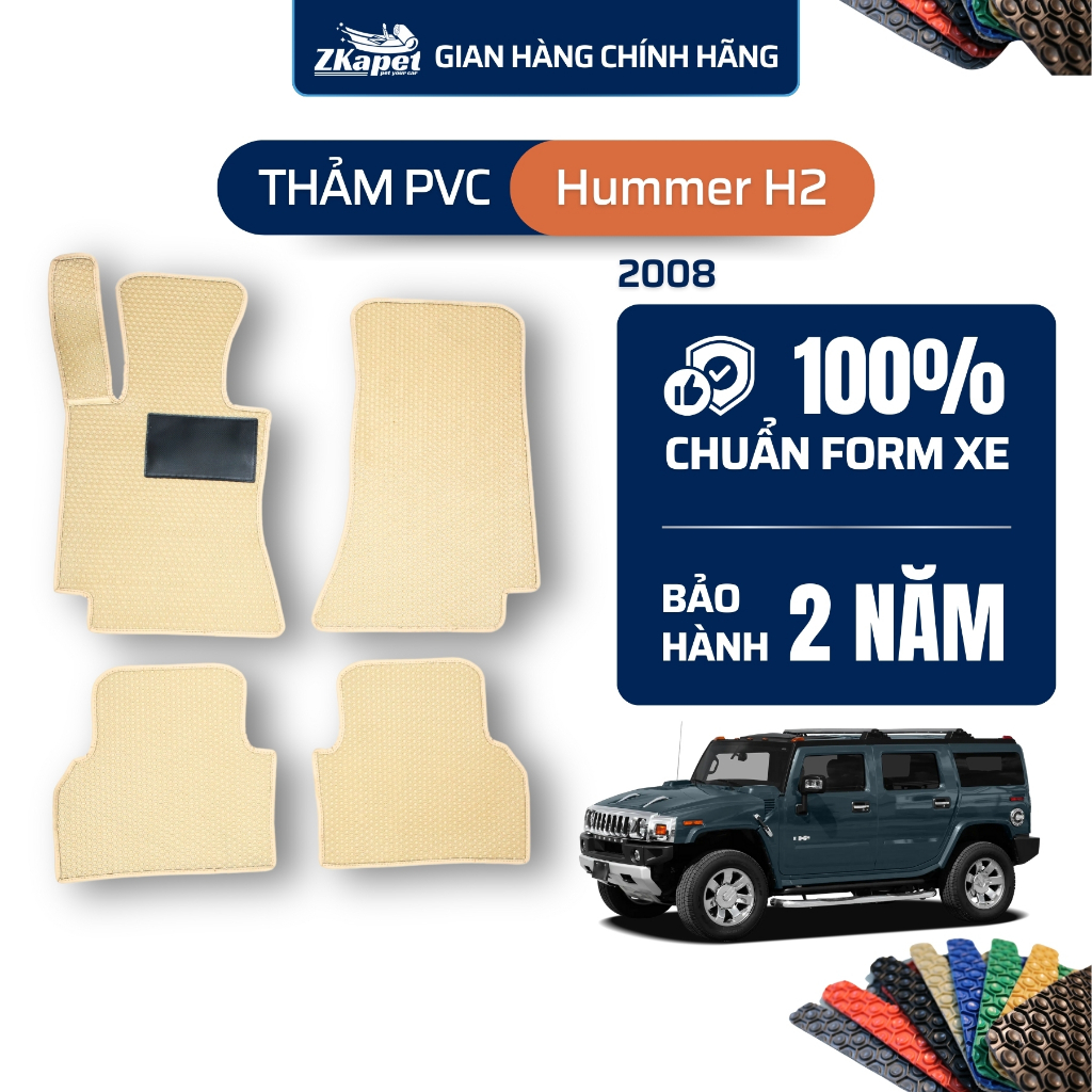 Thảm lót sàn ô tô PVC Hummer H2 2008 ZKAPET (5 Chỗ)