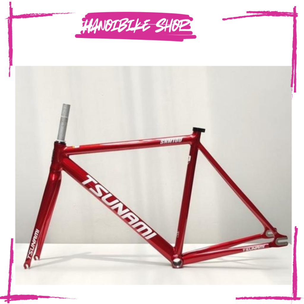 Khung xe đạp Fixed Gear Tsunami SNM100 Đỏ mận