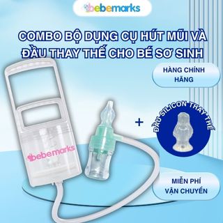 Combo hút mũi cho bé sơ sinh Bebemarks và đầu  Silicone thay thế máy hút mũi cho bé [CHÍNH HÃNG BEBEMARKS]