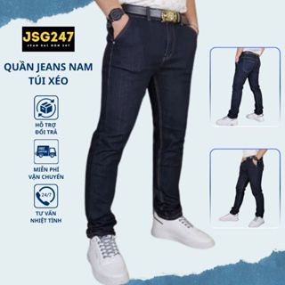 Quần Jean Nam Túi Chéo Màu Đen Xanh Nano May Chỉ Nổi Màu Vàng – Quần Bò Nam Phong Cách Trẻ Trung Cá Tính