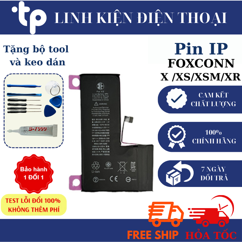Pin FOXCONN DLC dành cho IP X/ XS/ XSM Max/ XR (tặng keo và tool)
