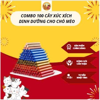 Combo 100 Xúc Xích Cho Chó Mèo,Thức Ăn Cho Thú Cưng Cung Cấp Chất Dinh Dưỡng Chất Lượng.