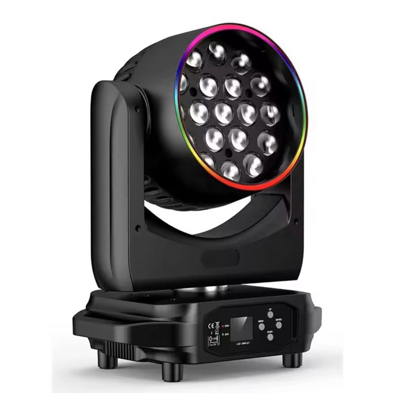 Đèn beam pha di chuyển 19x15w Bee Eye Led Aperture Wash Zoom Moving Head Light Đèn pha di chuyển hiệ