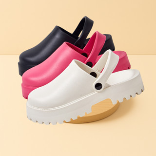 Giày crocs đế cao, dép sục nguyên khối nữ chất liệu EVA mền mại chống trơn trượt, phong cách đơn giản màu trơn - AM Shop