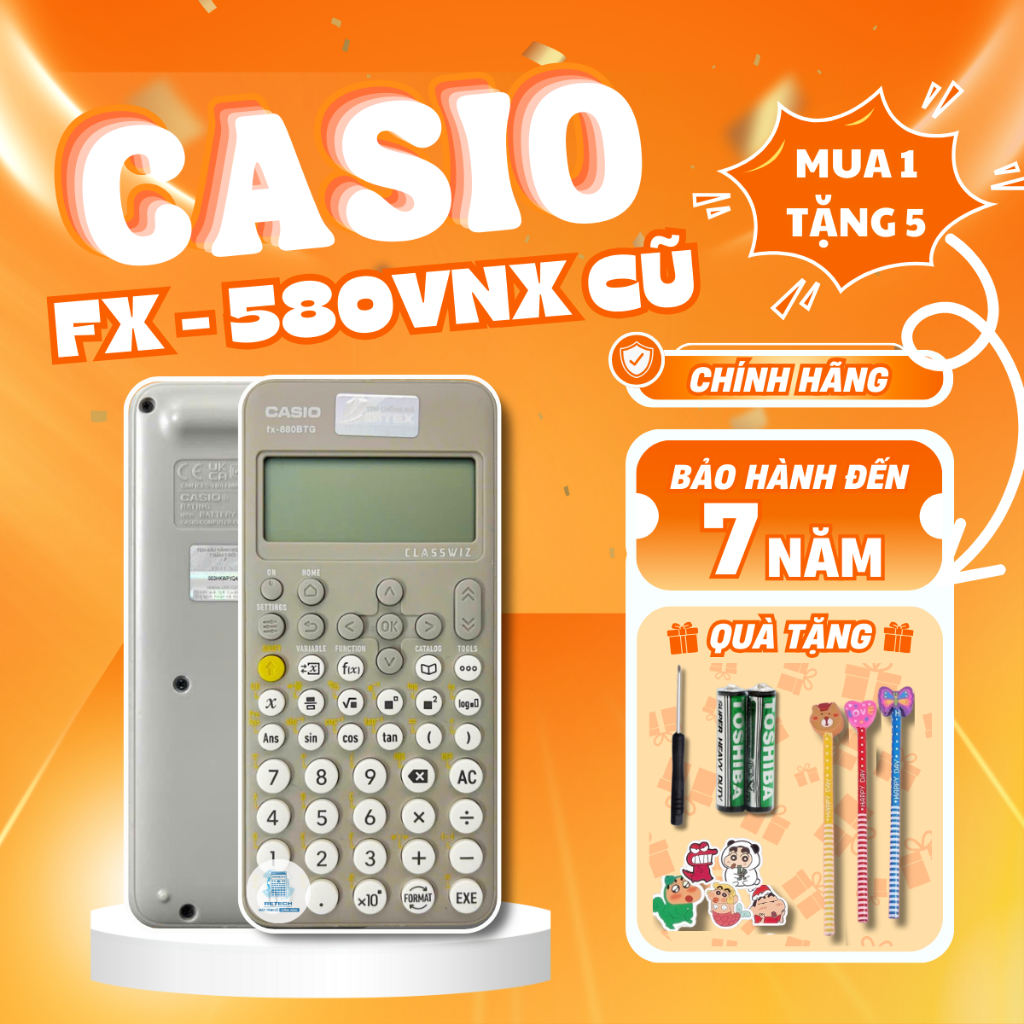 Máy Tính Cầm Tay Casio FX-880BTG Xám CŨ CHÍNH HÃNG | Dành Cho Học Sinh Cấp 2 Cấp 3