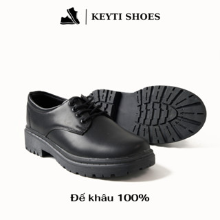 Giày derby trơn da nam mũi tròn thời trang thiết kế da lì đế cao 4,5cm, khâu chắc chắn