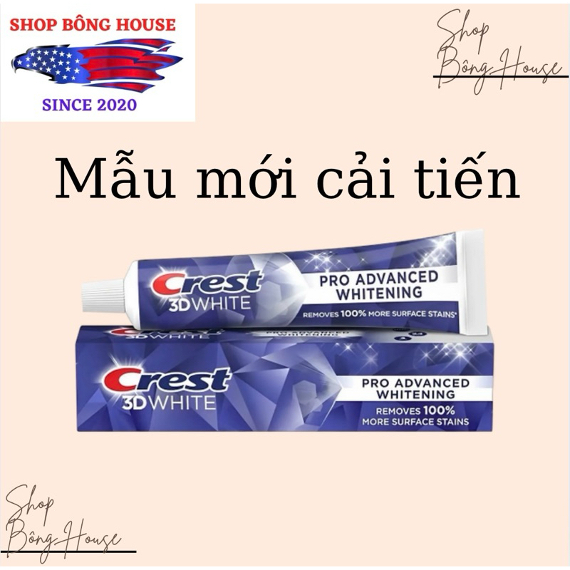 [BILL MỸ] KEM ĐÁNH RĂNG CREST 3D WHITE ADVANCED WHITENING MẪU MỚI 147G