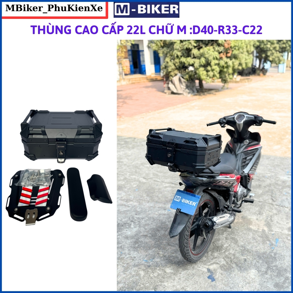Thùng nhôm 22l 35l 45l, thùng nhôm xe, thùng nhôm Mbiker, thùng nhôm gắn xe máy, mbiker
