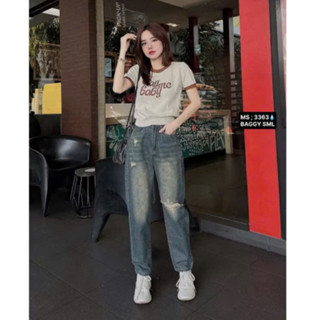 Quần Jean Baggy Nữ Rách Gối, Quần Bò QC Lưng Cao Tôn Dáng