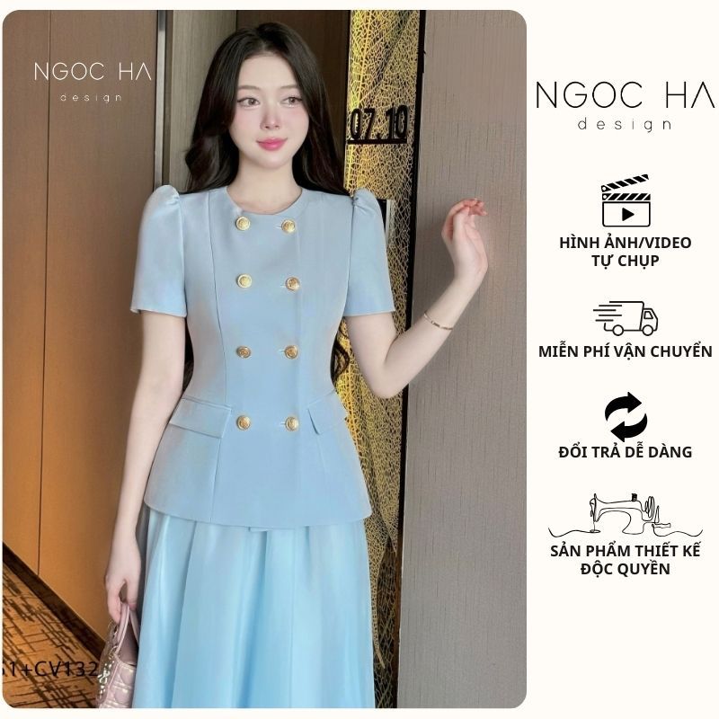 Áo Vest Nữ, Áo Vest Công Sở Jenni Top - Áo Vest Thiết Kế Cổ Tròn Đính Cúc NGOC HA Design A1051