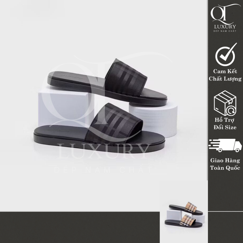 Dép bbr nam cao cấp, dép nam kẻ sọc quai ngang màu vàng đế đen in chữ bbr Hol tren 2025