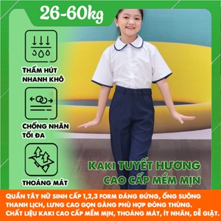 Quần tây xanh đen học sinh nữ 30kg- 60kg  quần tây nữ đi học xinh- rẻ- bền cấp 2, cấp 3 - Jadiny