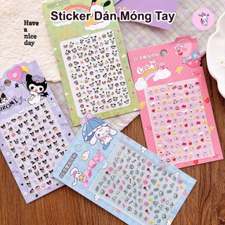 Sticker Dán Móng Hello Kitty / Sprunki / Kuromi / My Melody - 3D Dễ Thương, Trang Trí Cho Bé
