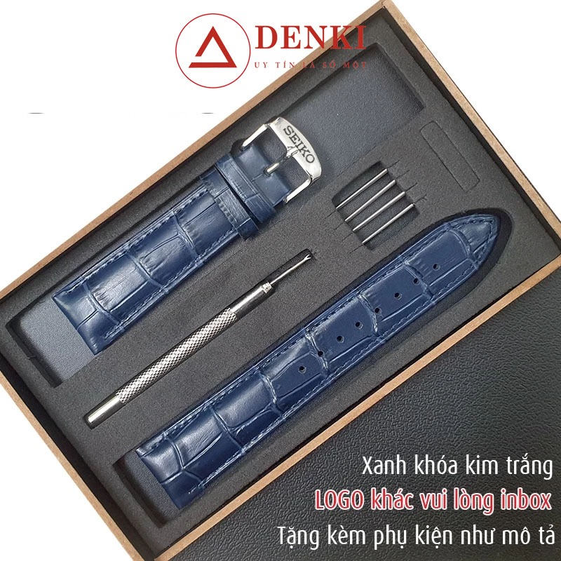 Dây Đeo Bằng Da Thật Cho Đồng Hồ Seiko No. Set 5 Dây Khóa Cài Hộp Gỗ