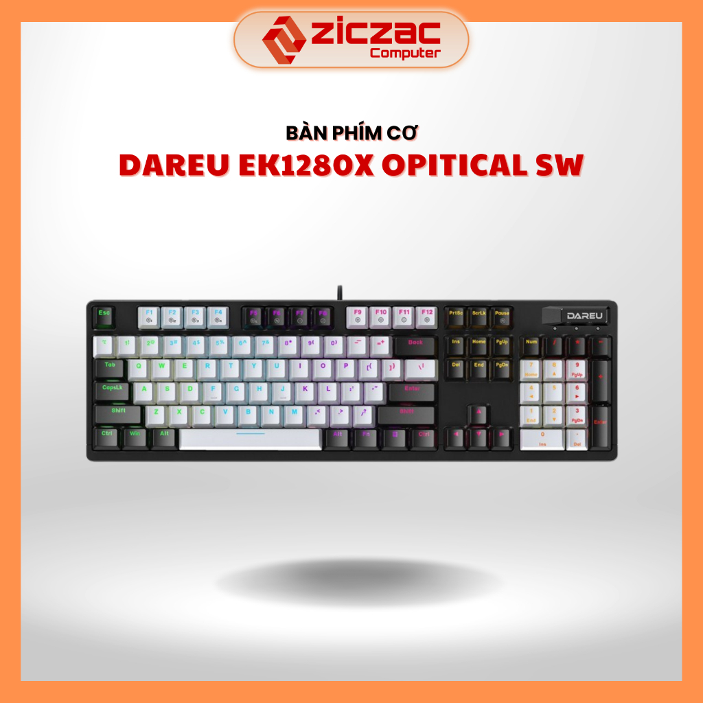 Bàn phím quang cơ Gaming DAREU EK1280X Black - Grey (Waterproof, Optical Switch, MULTI LED) - Bảo hà