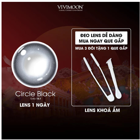 Kính áp tròng VIVIMOON LENS 1 ngày đen tự nhiên khóa ẩm Circle Black (Giá 1 chiếc)