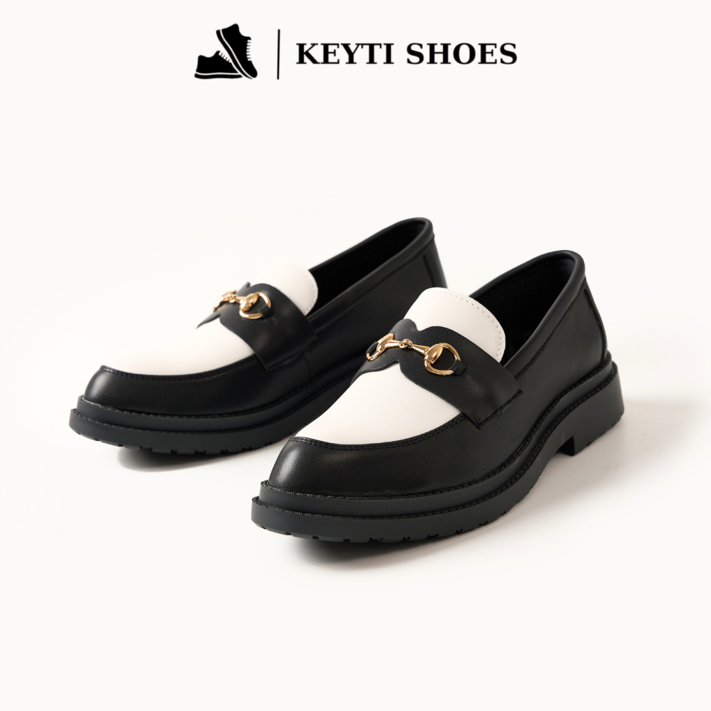 Giày tây nam penny khóa vàng mũi nhọn cổ thấp kiểu công sở đế 4,5cm tăng chiều cao