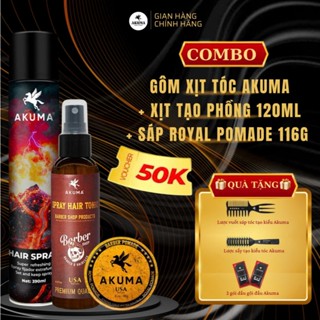  Combo Sáp Vuốt Tóc AKUMA + Gôm Xịt Tóc + Xịt Tạo Phồng Nam Giữ Nếp 10h Tạo Kiểu Dài Lâu 
