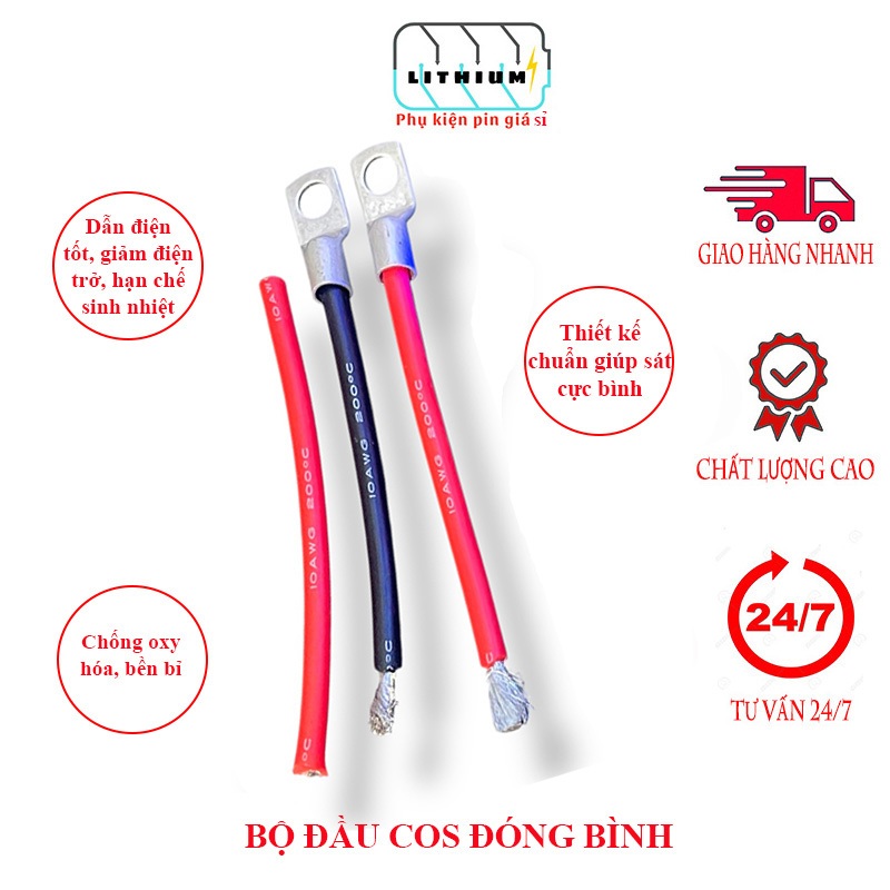 Bộ Đầu Cos Đóng Bình 30Ah - 45Ah - 60Ah - 75Ah, Hàng mới Chất lượng sẵn tại kho