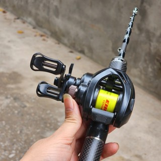  Bộ Cần Lure Rút mini Ngang Black V3 thu gọn 27cm + Máy Cemreo RS Đen Nhám sẵn dây có tiếng Drag Click cao cấp 