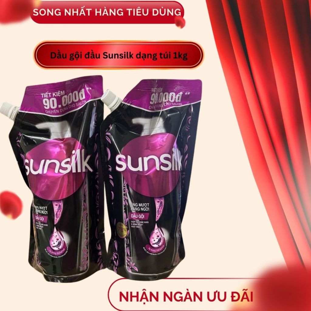  Dầu gội đầu Sunsilk dạng túi 971ml đen óng mượt rạng ngời 