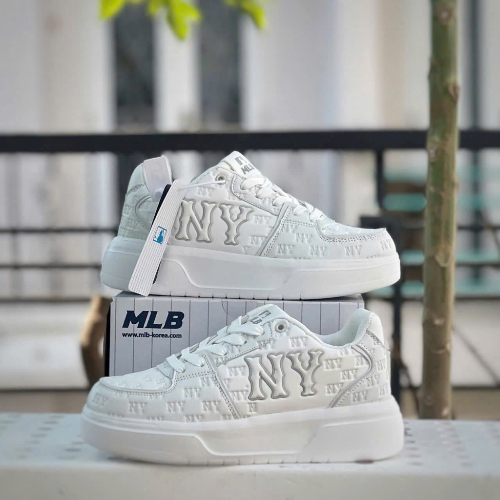 [ QM185store ] Giày Thể Thao MLB Chunky quai dán Chữ NY Tặng Tất
