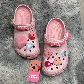 MEOXINHSTUDIO [Ảnh Thật] / Dép Crocs x Zanmang Loopy Màu Hồng Kèm 7 Charm Gắn