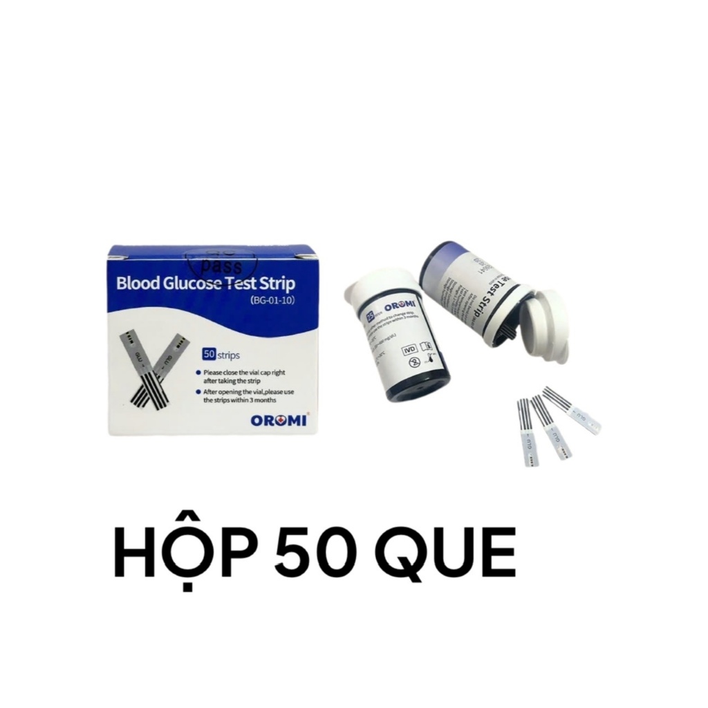 Máy đo đường huyết OROMI CMS10A - COMBO 50 que test + 50kim - Bảo hành trọn đời