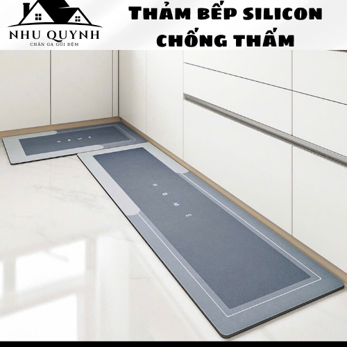 Bộ thảm nhà bếp silicon 4 lớp thấm hút nước tốt, thảm chải bếp chống trơn trượt
