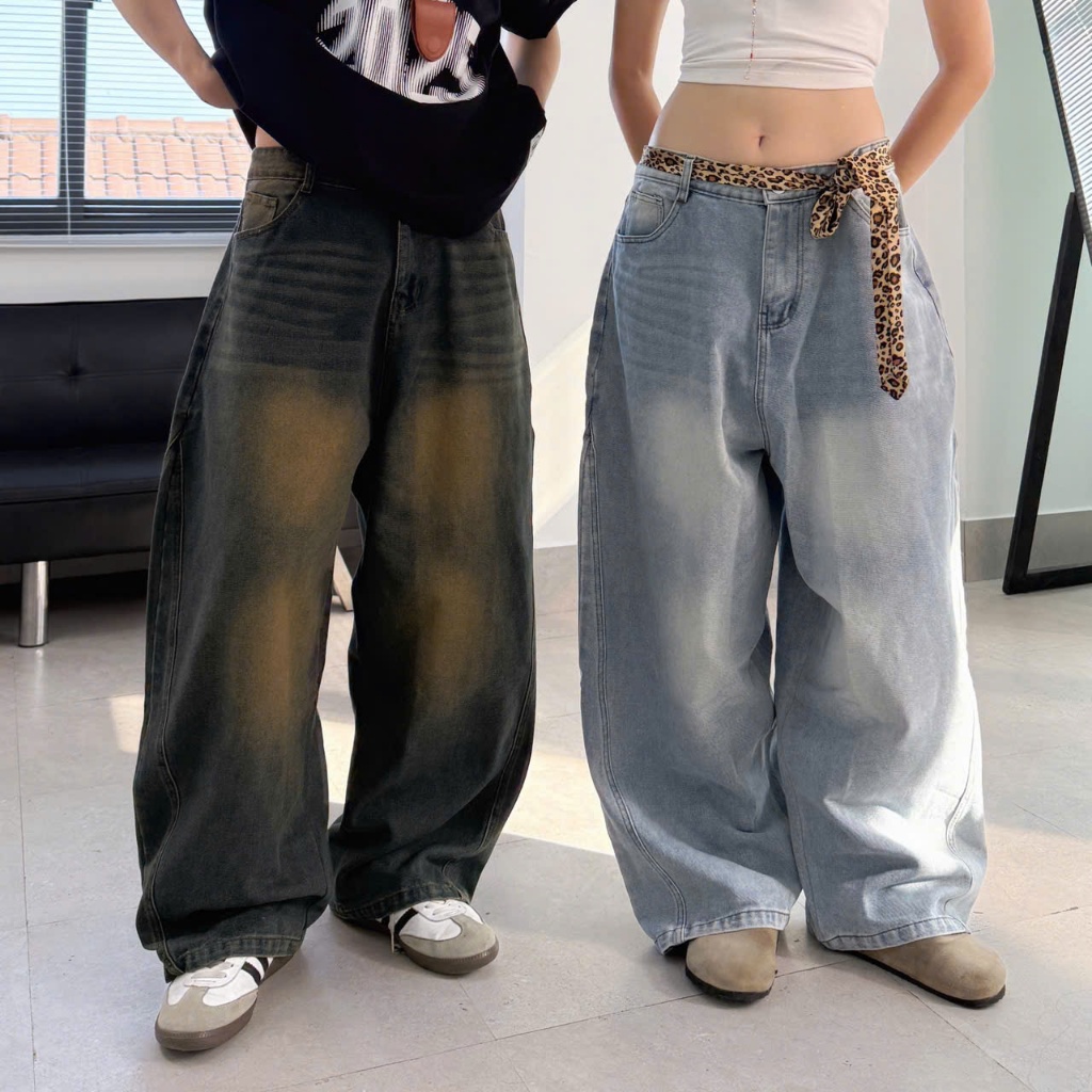 Quần Jeans Basic Ống Cong Form Rộng Thụng Wash Nhiều Màu Tôn Dáng – Baggy Unisex Streetwear | SSSTore.Aesthetic | BigBuy360 - bigbuy360.vn