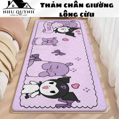Thảm chân giường phòng ngủ Thảm decor trang trí phòng sợi lông cừu siêu dày, họa tiết đáng yêu kích 