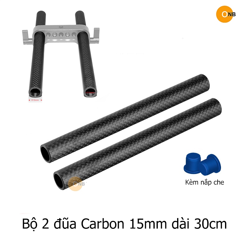Rod Bộ 2 đũa Carbon 15mm dài 15cm - 30cm - 40cm gắn base plate