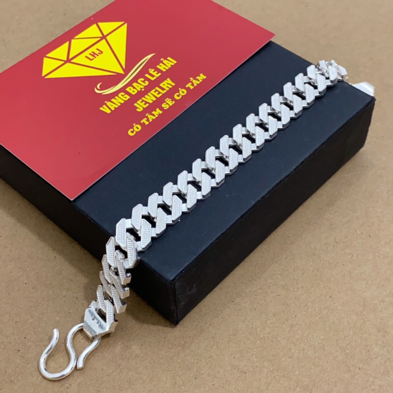 lắc tay bạc nam,lắc cuban không đính đá,chát liệu bạc 950,vangbaclehai