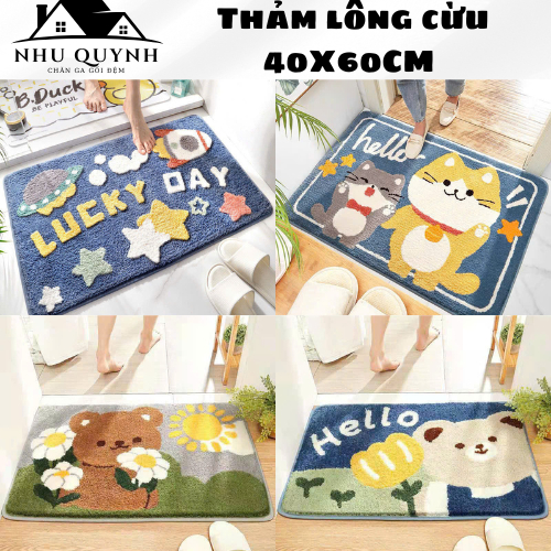 Thảm lau chân, thảm chùi chân lông cừu đế cao su chống trơn trượt, siêu thấm cao cấp - 40cm x 60cm